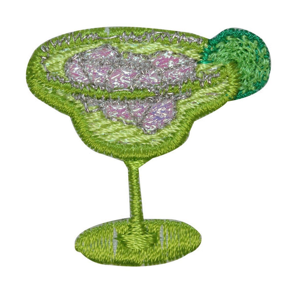 ID 1962B Lime Margarita Glass Patch Alcohol Drink Embroidered Iron On Applique