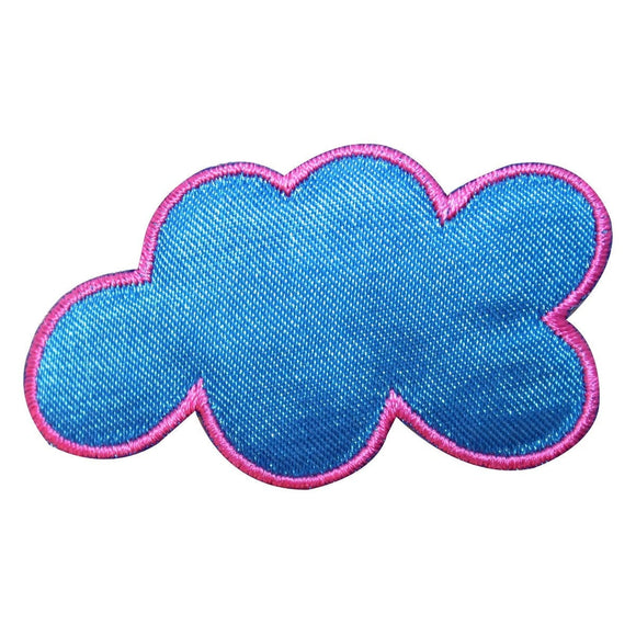 ID 1966A Puffy Cloud Patch Rainy Blue Sky Weather Embroidered Iron On Applique