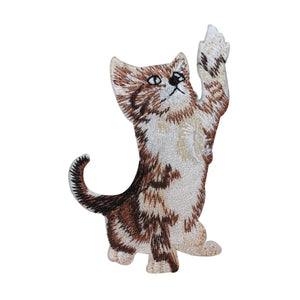 ID 2901 Kitten Playing Patch Tabby Kitten Cat Pet Embroidered Iron On Applique