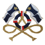 ID 1984 Nautical Emblem Patch Flag Rope Boat Marine Embroidered Iron On Applique