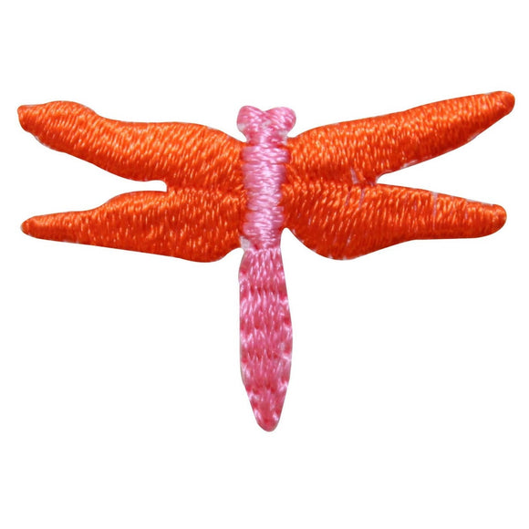 ID 1674D Orange Winged Dragonfly Patch Garden Bug Embroidered Iron On Applique