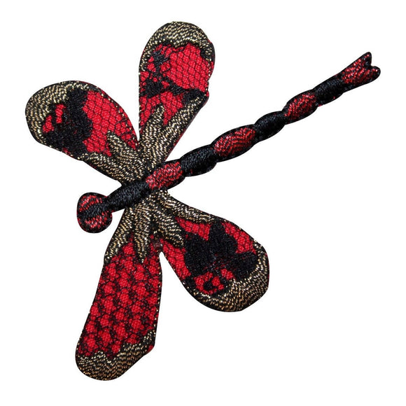 ID 1681 Scarlet Dragonfly Patch Garden Craft Bug Embroidered Iron On Applique