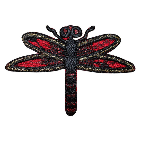 ID 1682 Scarlet Dragonfly Patch Garden Craft Bug Embroidered Iron On Applique