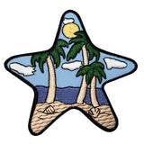 ID 1700 Beach Scene Starfish Patch Ocean View Craft Embroidered Iron On Applique