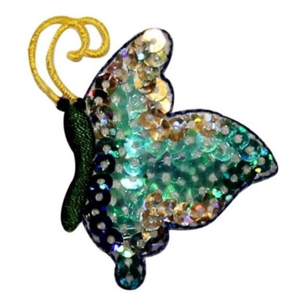 ID 2023 Butterfly With Sequin Wing Patch Garden Bug Embroidered Iron On Applique