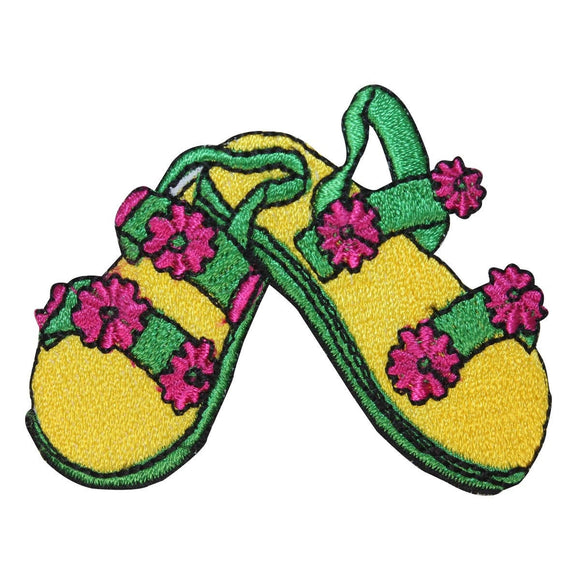 ID 1813 Floral Beach Sandals Patch Ocean Shoes Embroidered Iron On Applique