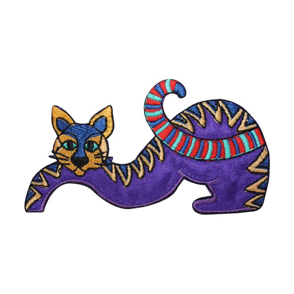 ID 2923 Abstract Cat Emblem Patch Kitty Kitten Embroidered Iron On Applique