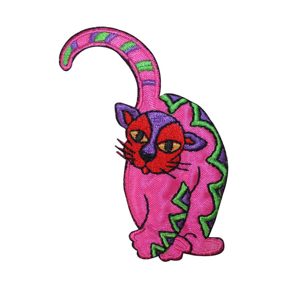 ID 2926 Abstract Cat Emblem Patch Kitty Kitten Pet Embroidered Iron On Applique
