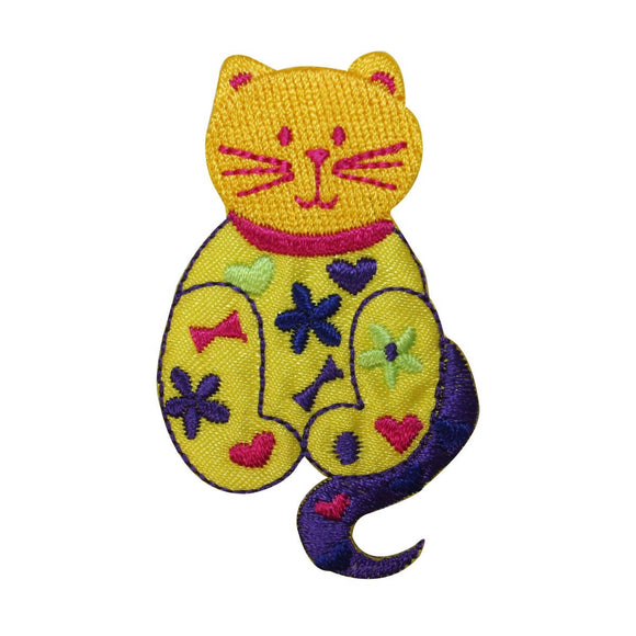 ID 2927 Happy Cat Emblem Patch Kitty Kitten Pet Embroidered Iron On Applique