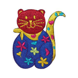 ID 2928 Multi Colored Cat Patch Happy Kitten Pet Embroidered Iron On Applique