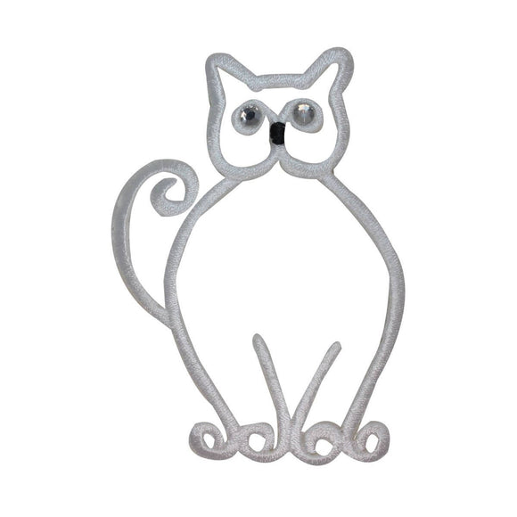 ID 2942 Cat Outline Patch Kitten Pet Symbol Craft Embroidered Iron On Applique