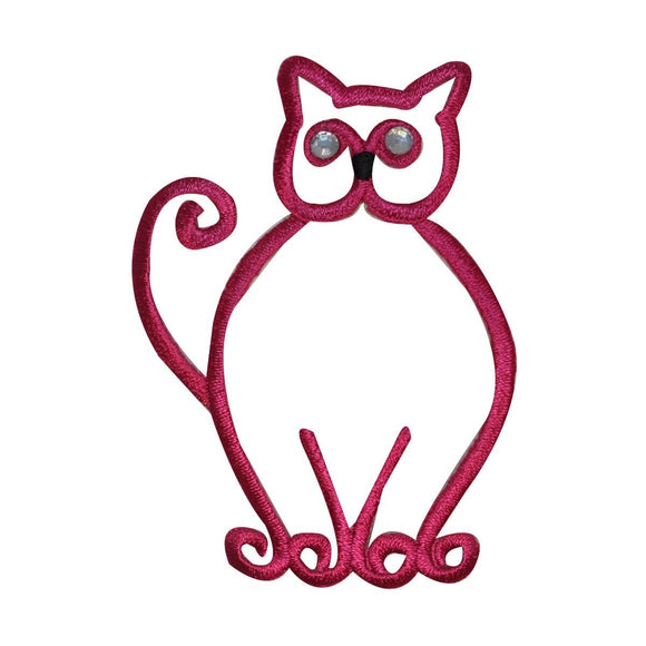 ID 2944 Cat Outline Patch Kitten Pet Symbol Craft Embroidered Iron On Applique