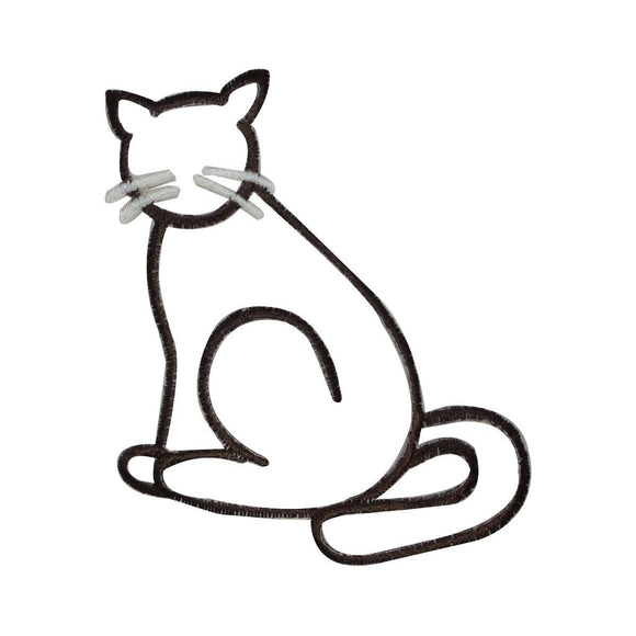 ID 2947 Cat Silhouette Patch Kitten Outline Craft Embroidered Iron On Applique