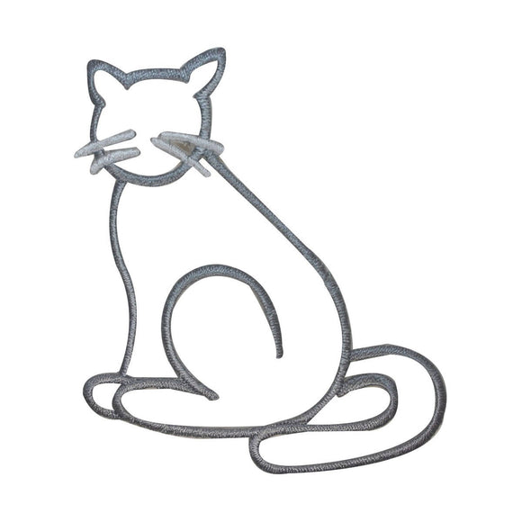 ID 2948 Cat Silhouette Patch Kitten Outline Craft Embroidered Iron On Applique