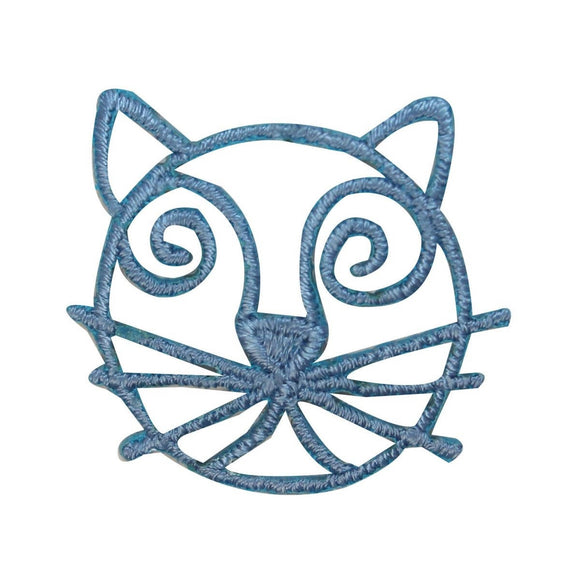 ID 3036A Cat Face Emblem Patch Kitten Symbol Craft Embroidered Iron On Applique
