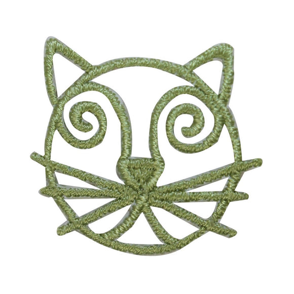 ID 3036B Cat Face Emblem Patch Kitten Symbol Craft Embroidered Iron On Applique