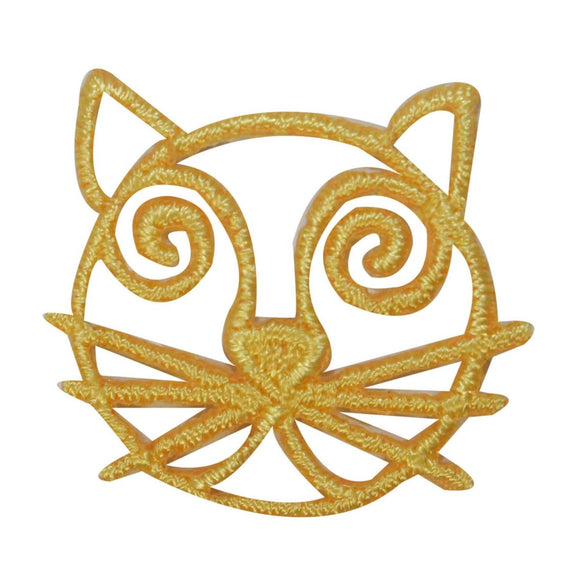 ID 3036D Cat Face Emblem Patch Kitten Symbol Craft Embroidered Iron On Applique