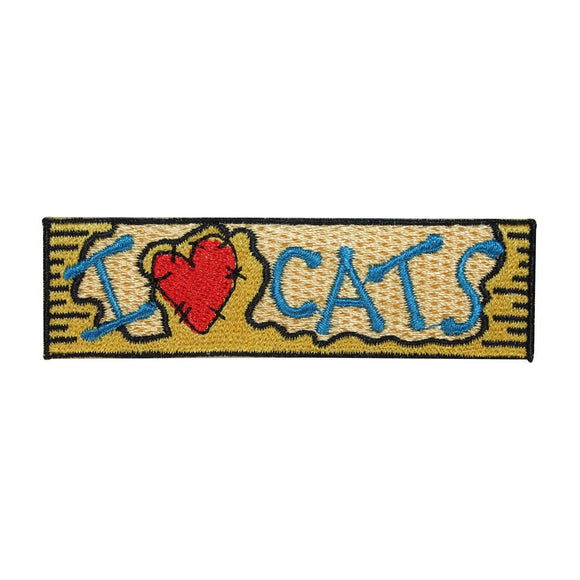 ID 2950 I Love Cat Sign Patch Heart Kitten Craft Embroidered Iron On Applique