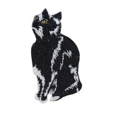 ID 3038B Fancy Black Cat Patch Kitten Kitty Pet Embroidered Iron On Applique