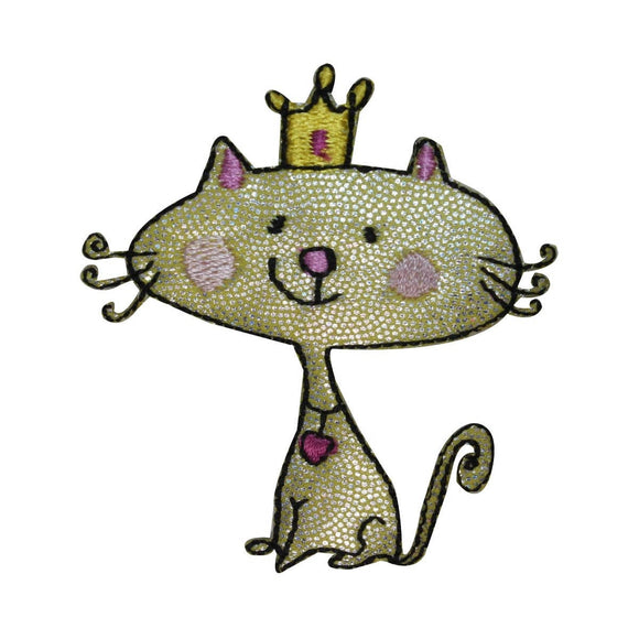 ID 3039B Cartoon Queen Cat Patch Kitten Kitty Pet Embroidered Iron On Applique
