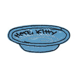 ID 2961 Here Kitty PVC Patch Kitten Cat Food Dish Bowl Iron On Applique