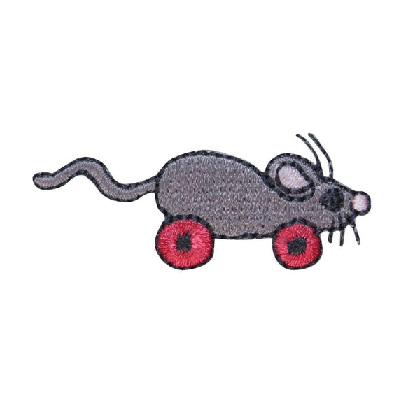 ID 3046 Mouse On Wheels Cat Toy Patch Playful Kitty Embroidered Iron On Applique