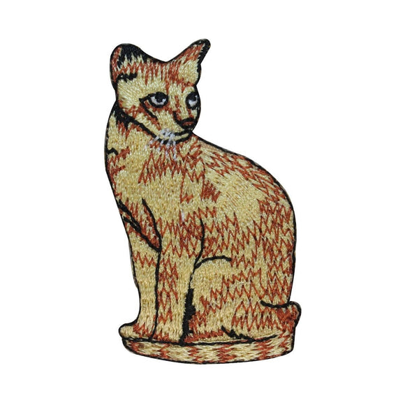 ID 2976 Stripped Cat Sitting Patch Kitten Kitty Embroidered Iron On Applique