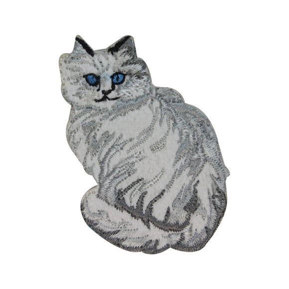 ID 2986 White Cat Patch Kitten Kitty Cute Pet Embroidered Iron On Applique