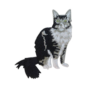 ID 2989 Long Haired Cat Patch Kitten Kitty Cute Pet Embroidered Iron On Applique