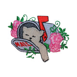 ID 2996 Kitten Sleeping In Mailbox Patch Cat Craft Embroidered Iron On Applique