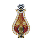 ID 3103 Lyre Harp Instrument Patch String Music Embroidered Iron On Applique