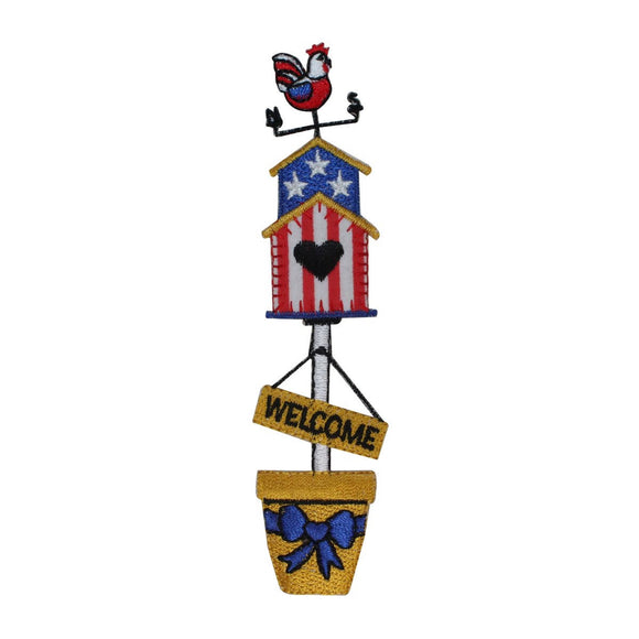 ID 3111 Patriotic Bird House Patch Welcome Home Embroidered Iron On Applique