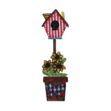 ID 3113 Bird House In Flower Pot Patch Garden Home Embroidered Iron On Applique