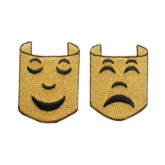 ID 3407AB Set of 2 Drama Masks Patch Theater Play Embroidered Iron On Applique