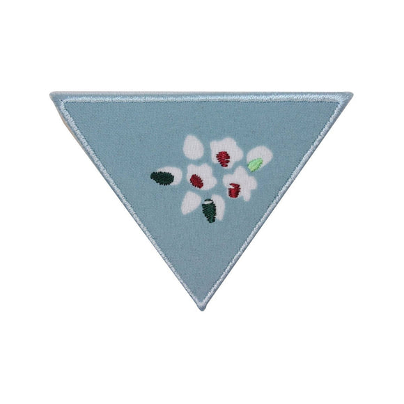 ID 3120 Triangle Flower Badge Patch Floral Craft Embroidered Iron On Applique