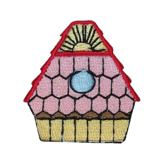 ID 3122B Slated Bird House Patch Nest Home Craft Embroidered Iron On Applique