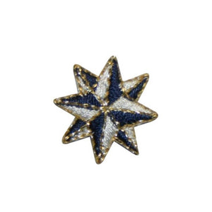 ID 3428 Lot of 3 Nautical Compass Star Patch Badge Embroidered Iron On Applique