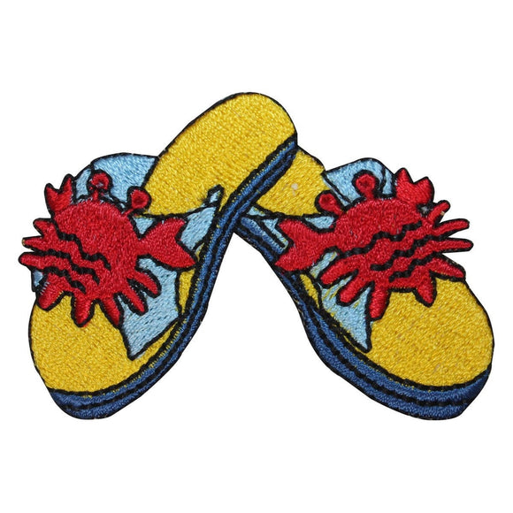 ID 1818 Crab Sandals Patch Beach Ocean Sand Shoes Embroidered Iron On Applique