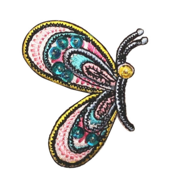 ID 2082 Metallic Butterfly Patch Garden Bug Insect Embroidered Iron On Applique