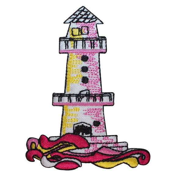 ID 1837 Lighthouse Patch Beach Ocean Travel Nautical Embroidered IronOn Applique