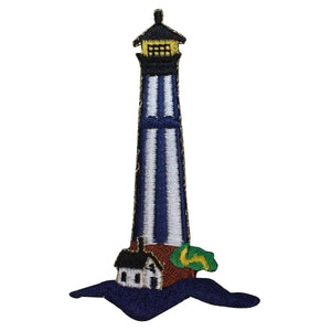 ID 1839 Lighthouse With Cabin Patch Travel Nautical Embroidered Iron On Applique