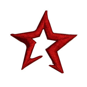 ID 3457A Red Notched Star Patch Patriotic Craft Embroidered Iron On Applique