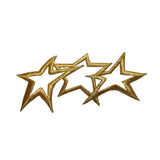 ID 3458B Trio of Gold Stars Strip Patch Shiny Craft Embroidered Iron On Applique