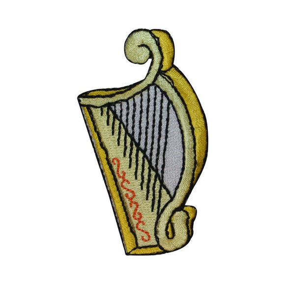 ID 3162 Wooden Harp Patch Music Instrument Harmony Embroidered Iron On Applique