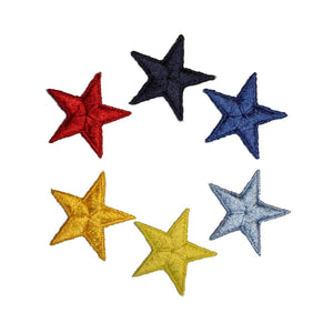 ID 3468A-F Set of 6 Colorful Star Patch Symbol Sky Embroidered Iron On Applique