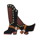 ID 3169 Leather Cowboy Boots Patch Western Riding Embroidered Iron On Applique