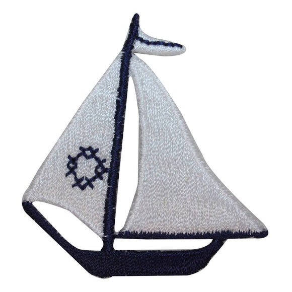 ID 1883B Sailboat Emblem Patch Ocean Ship Nautical Embroidered Iron On Applique