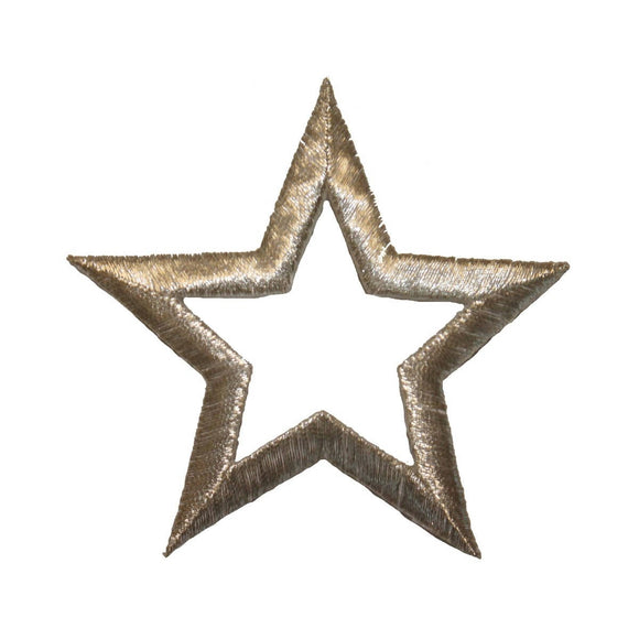ID 3476 Silver Star Outline Patch Sky Craft Emblem Embroidered Iron On Applique