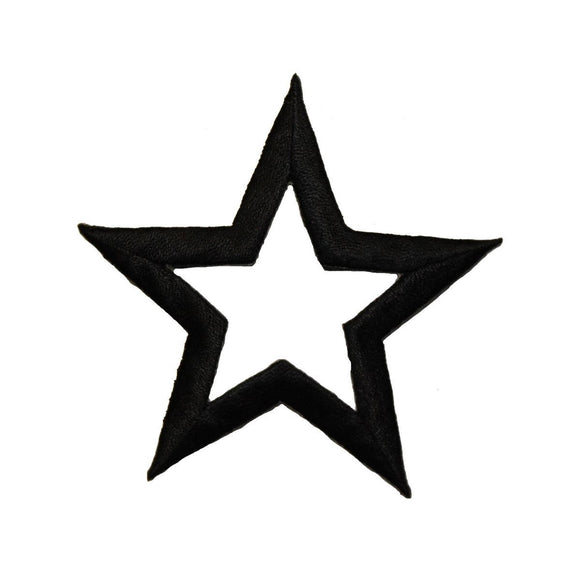 ID 3479 Black Star Outline Patch Sky Craft Emblem Embroidered Iron On Applique