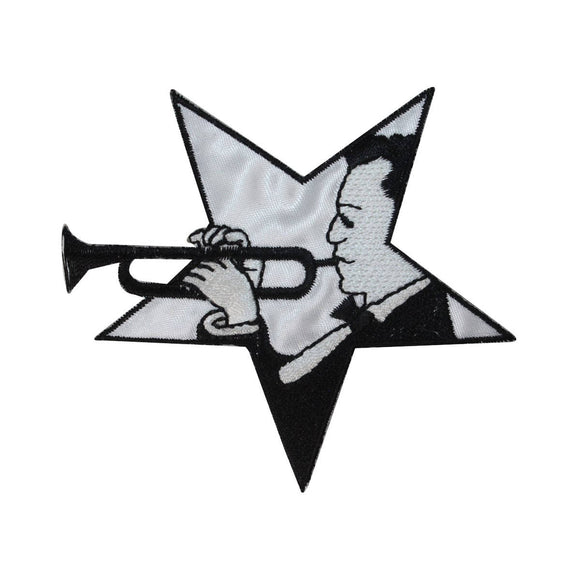 ID 3177 Star Trumpet Player Patch Jazz Band Music Embroidered Iron On Applique